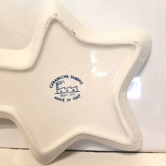 Christmas Tidbit Tray Shooting Star  Snow Ceramiche Fabbro Made in Italy - Picture 3 of 5